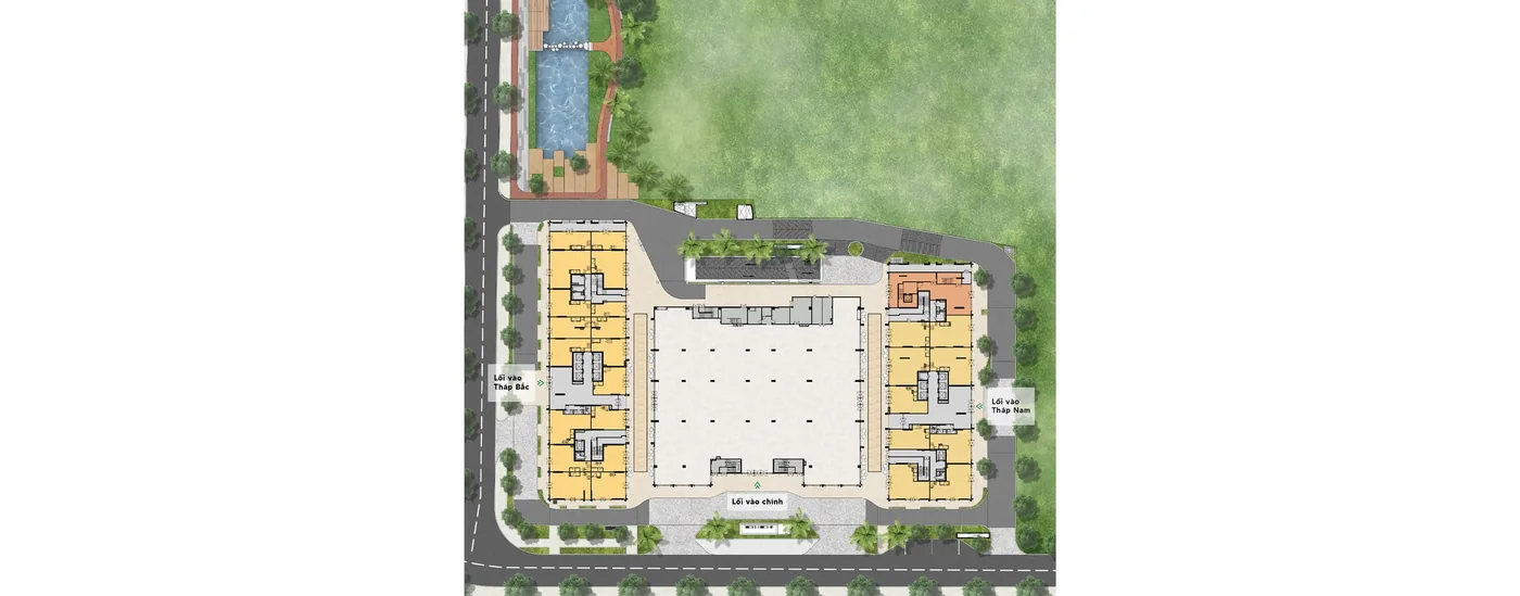 Mặt bằng tầng G Arcadia at Lavila: shophouse dọc 2 tuyến phố Arcades Bắc – Nam, sảnh đón và vườn (ảnh minh họa)