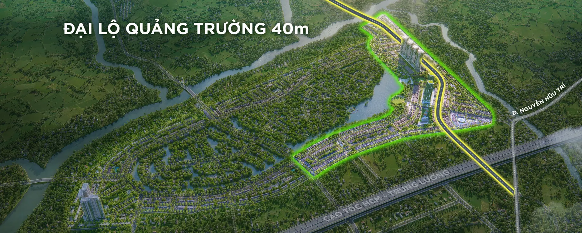 Bản đồ kết nối tiểu khu Rừng Phượng với cao tốc TP.HCM - Trung Lương và đường Nguyễn Hữu Trí