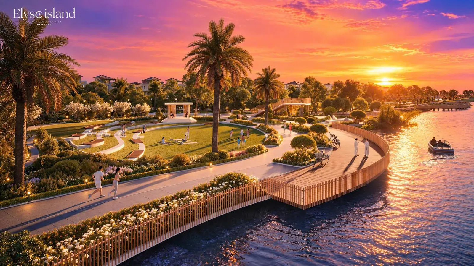 Phối cảnh cầu tản bộ ngắm hoàng hôn Elyse Island