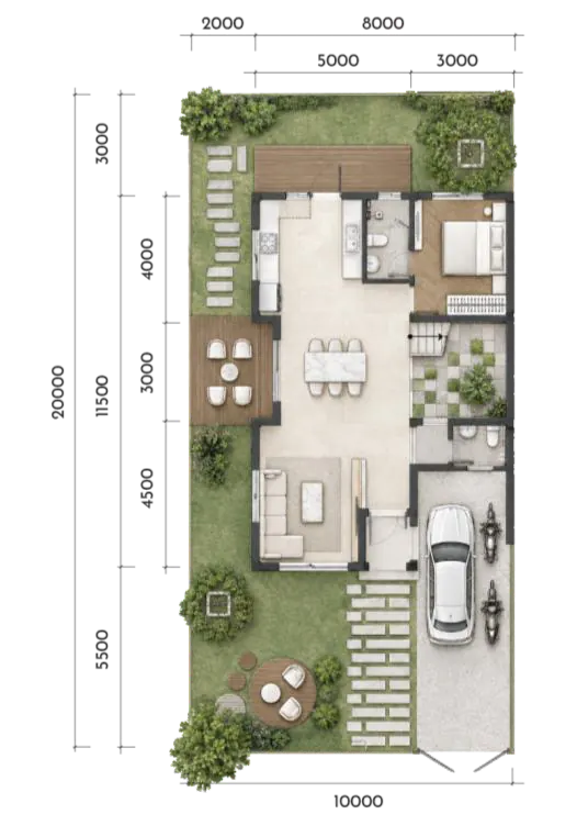Mặt bằng tầng 1 biệt thự SD1 Elyse Island