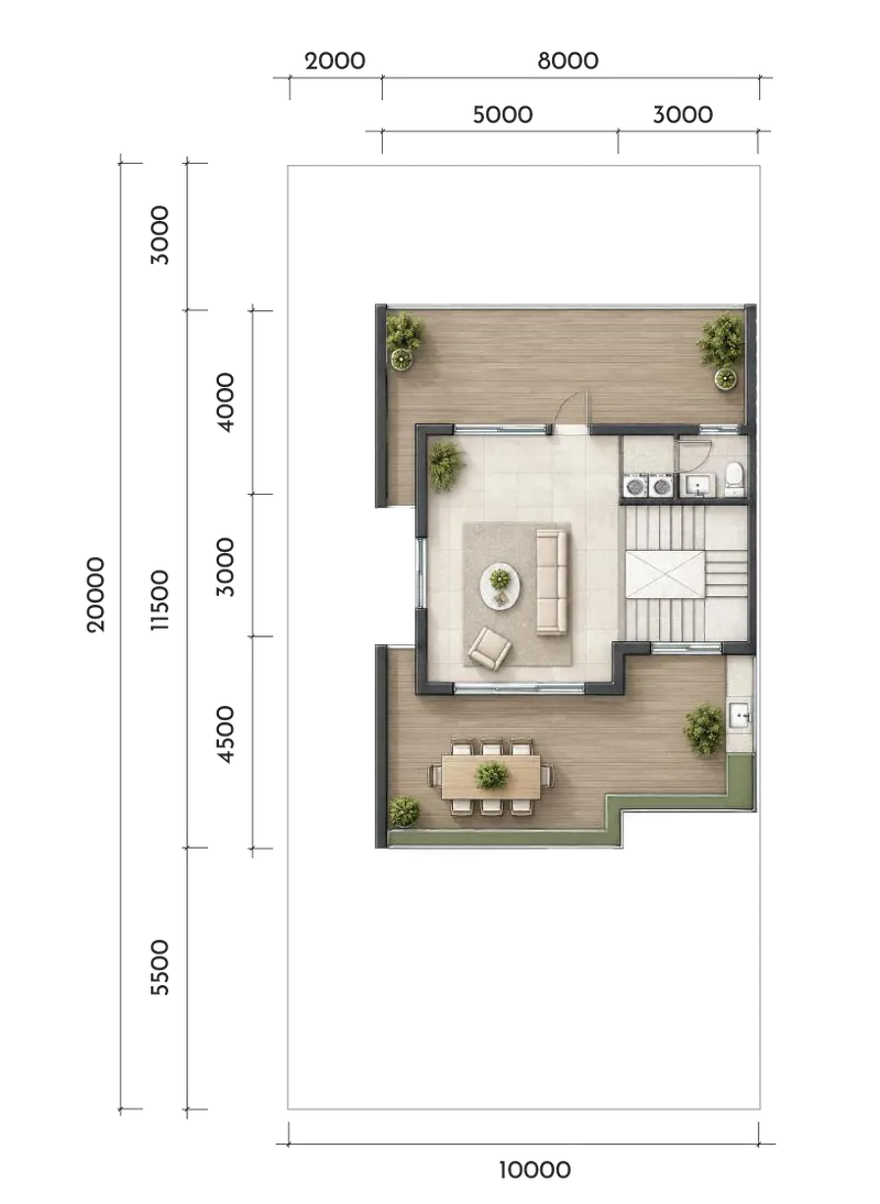 Mặt bằng tầng 3 biệt thự SD1 Elyse Island