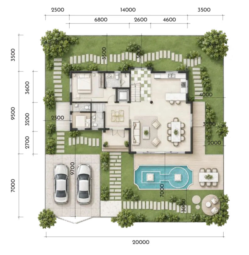 Mặt bằng tầng 1 biệt thự VA1 Elyse Island