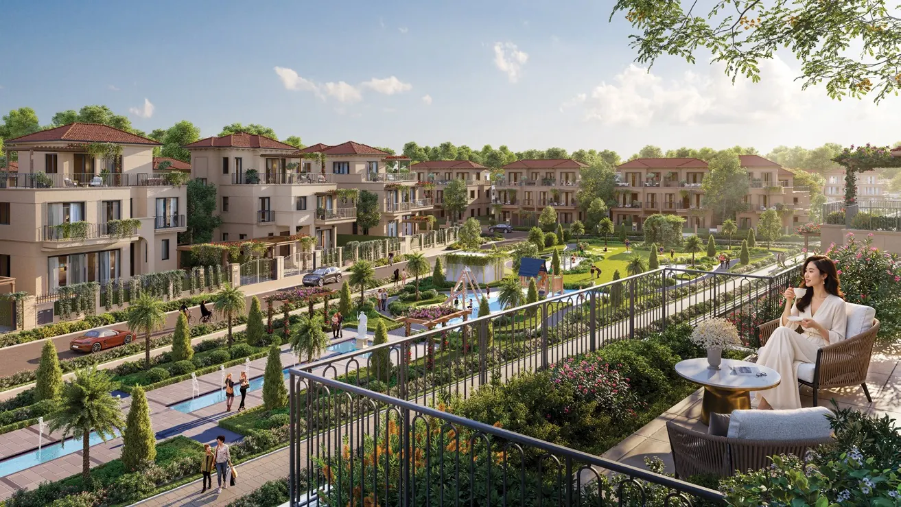 Phối cảnh Park Villa VA1 Elyse Island với kiến trúc Nam Âu