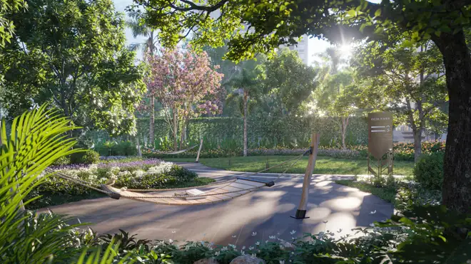 Khu võng nằm dưới tán cọ trong nội khu Gem Park