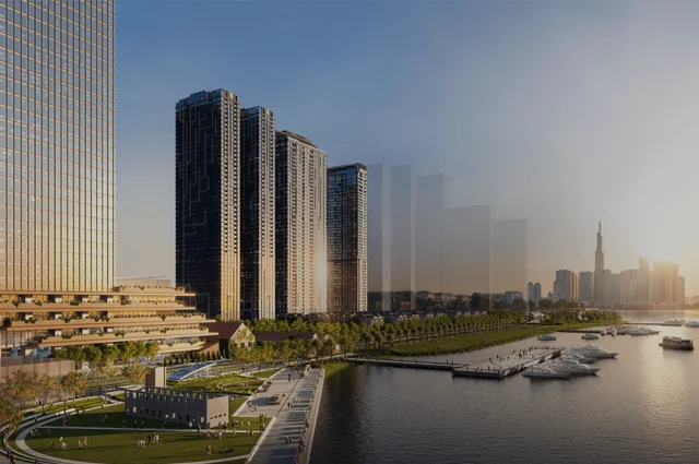 Công viên bến sông và bến du thuyền Marina Harbour trước các tòa tháp Grand Marina Saigon (ảnh minh họa)