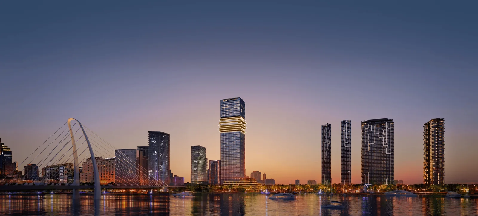 Cụm tháp Grand Marina Saigon sáng đèn về đêm bên sông Sài Gòn (ảnh minh họa)