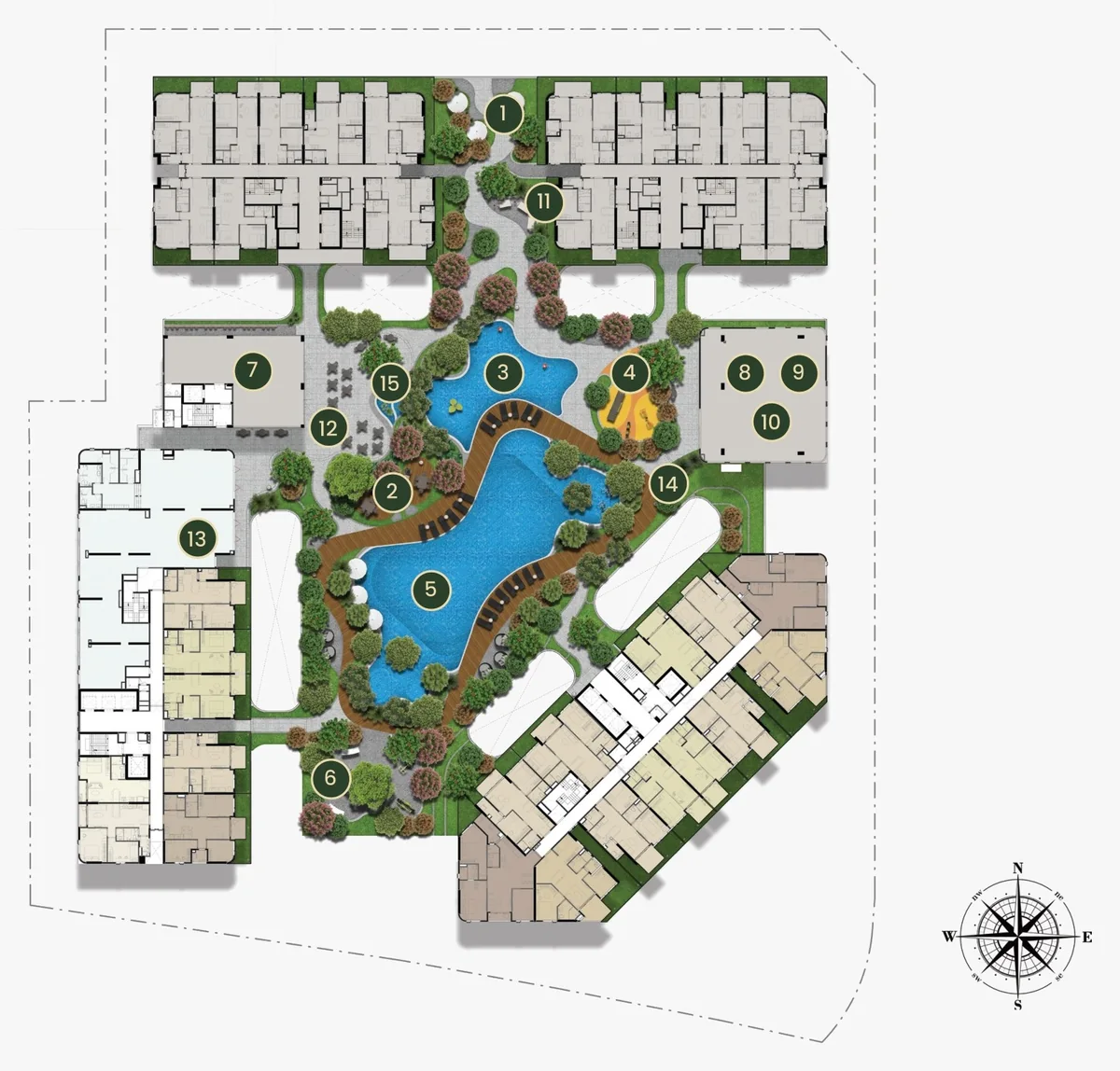 Mặt bằng tiện ích tầng 3 Green Skyline: hồ bơi resort, hồ bơi trẻ em, chòi tổ chim, BBQ, gym, yoga, sauna, thư viện