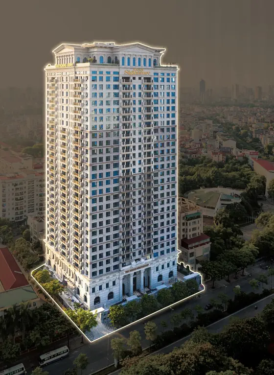 Tòa nhà Hanoi Signature: 32 tầng nổi, căn hộ từ tầng 5 đến tầng 28, penthouse tầng 29–30