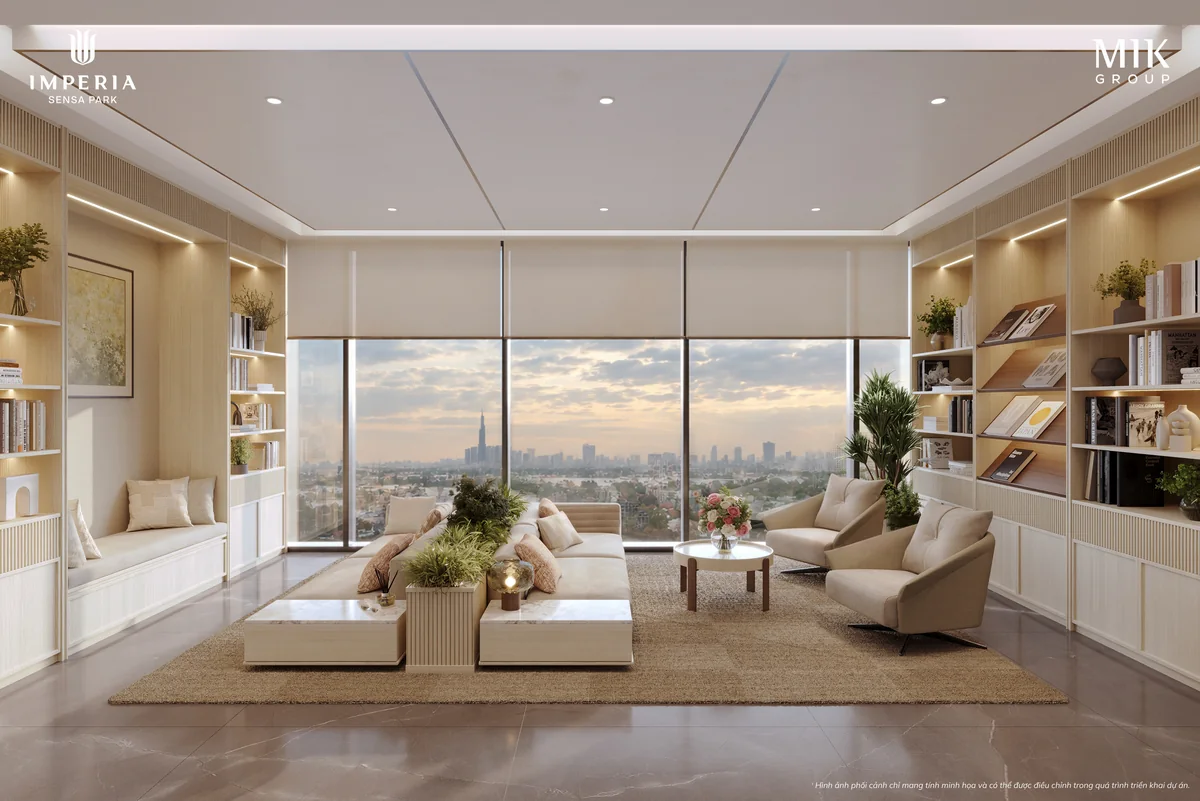 Business Lounge và thư viện nhìn ra thành phố, khu tiện ích trong nhà Imperia Sensa Park