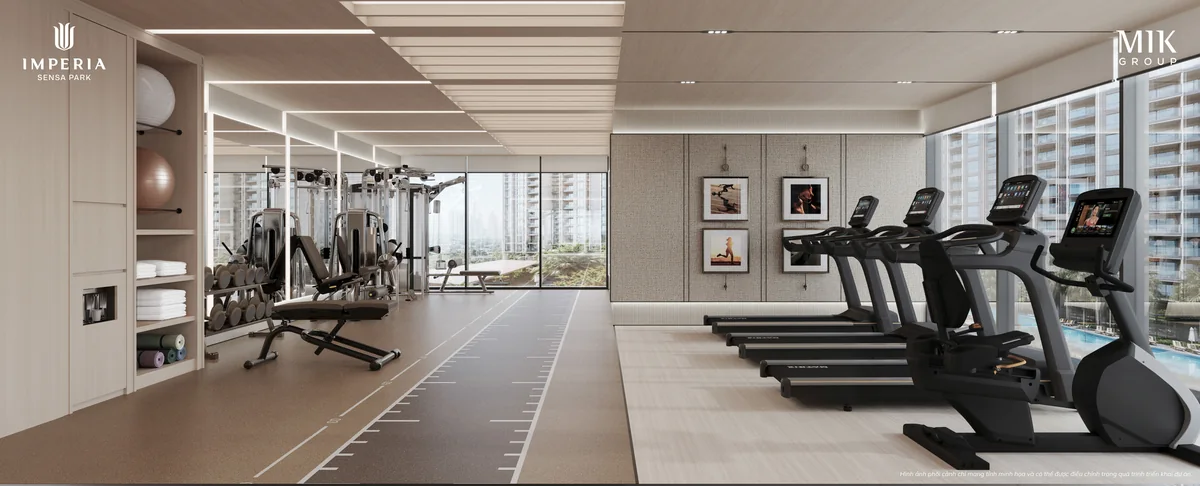 Phòng tập Gym và Yoga kính lấy sáng tự nhiên trong tháp căn hộ Imperia Sensa Park