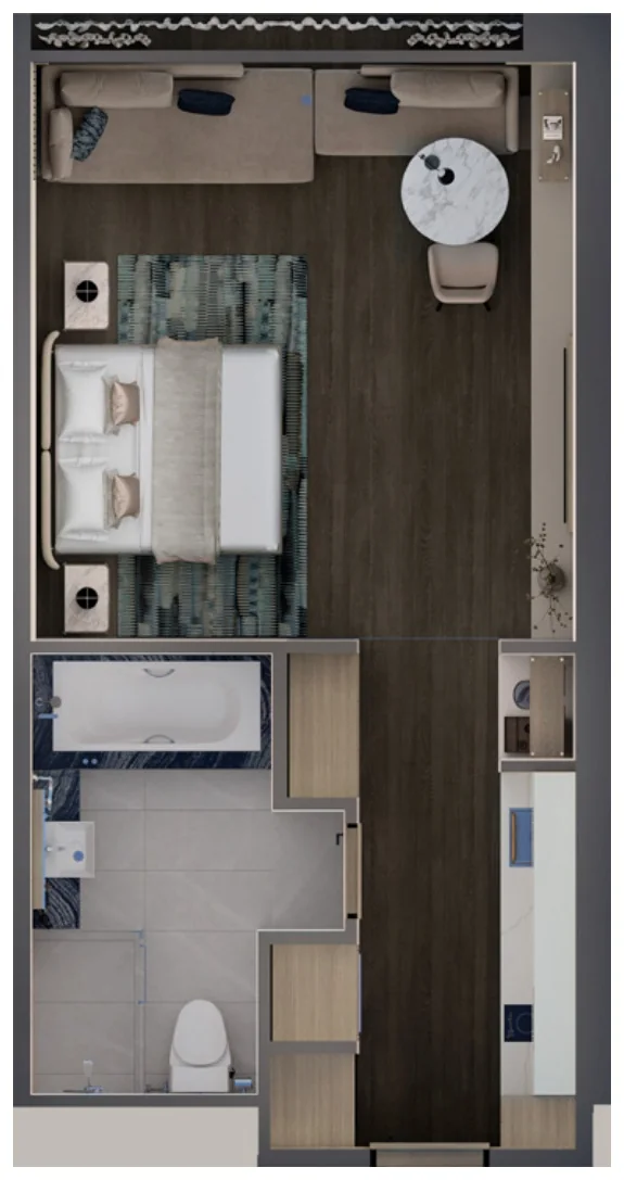 Layout căn Studio 43,1 m² M Landmark Residences, căn số 09, 10, 12, 15