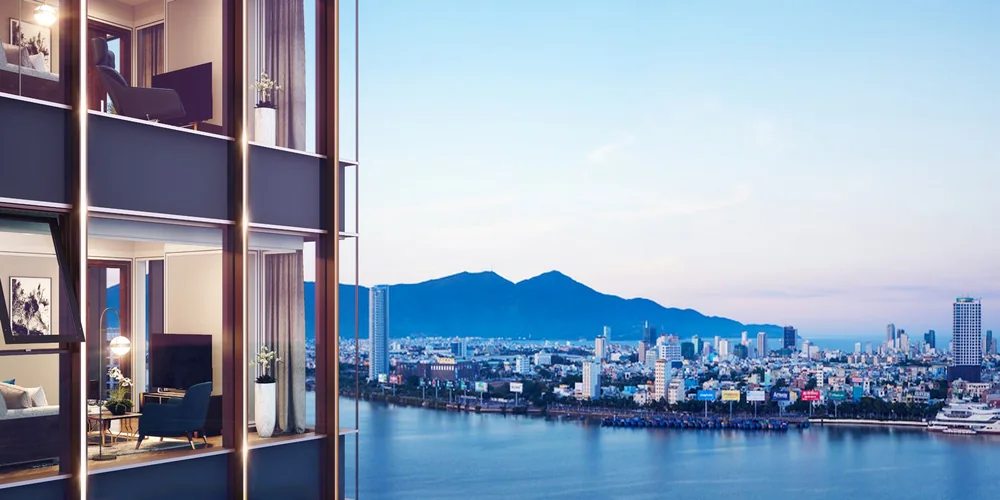 Tầm view sông Hàn, thành phố và dãy núi từ khung kính căn hộ M Landmark Residences