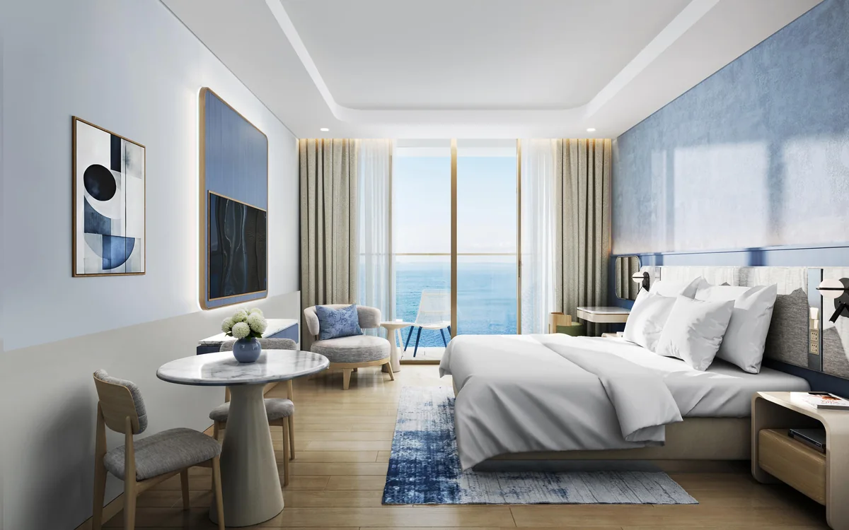 Nội thất căn hộ Maia Resort Ho Tram bàn giao đầy đủ, cửa kính nhìn thẳng ra biển (ảnh minh họa)