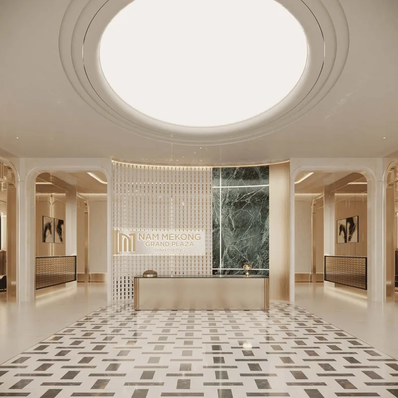 Sảnh lễ tân cao 7,2 m Nam Mekong Grand Plaza