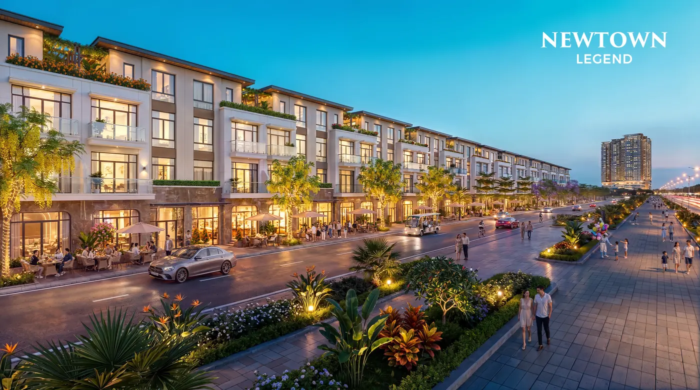 Phối cảnh dãy nhà phố Newtown Avenue mặt đường Trường Sa lúc lên đèn (ảnh minh họa)