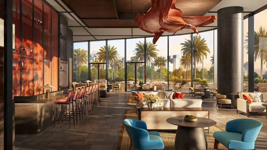 Nhà hàng Taste of Asia tại Nobu Danang với đèn trang trí và hàng dừa bên ngoài