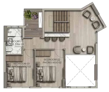 Layout duplex D1.1c Norton Park – tầng 2
