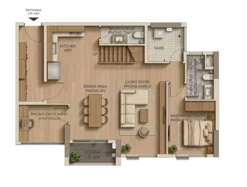 Layout duplex D2.1c Norton Park – tầng 1