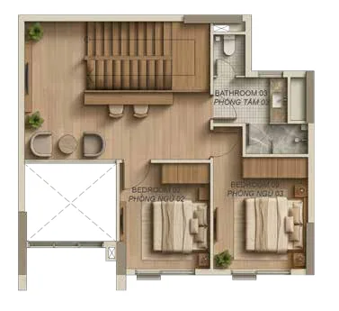 Layout duplex D2.1c Norton Park – tầng 2