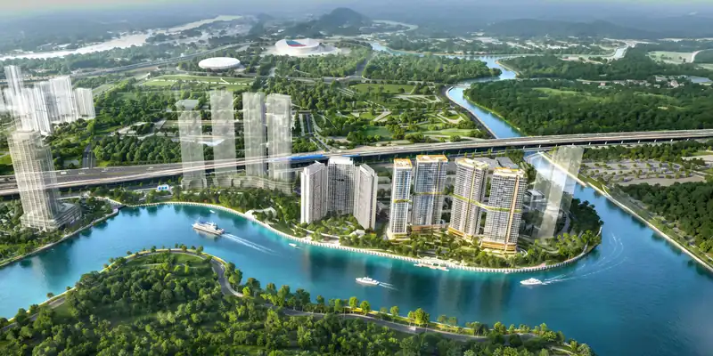 Palm River giữa khu đô thị Palm City, được hai dòng sông bao quanh