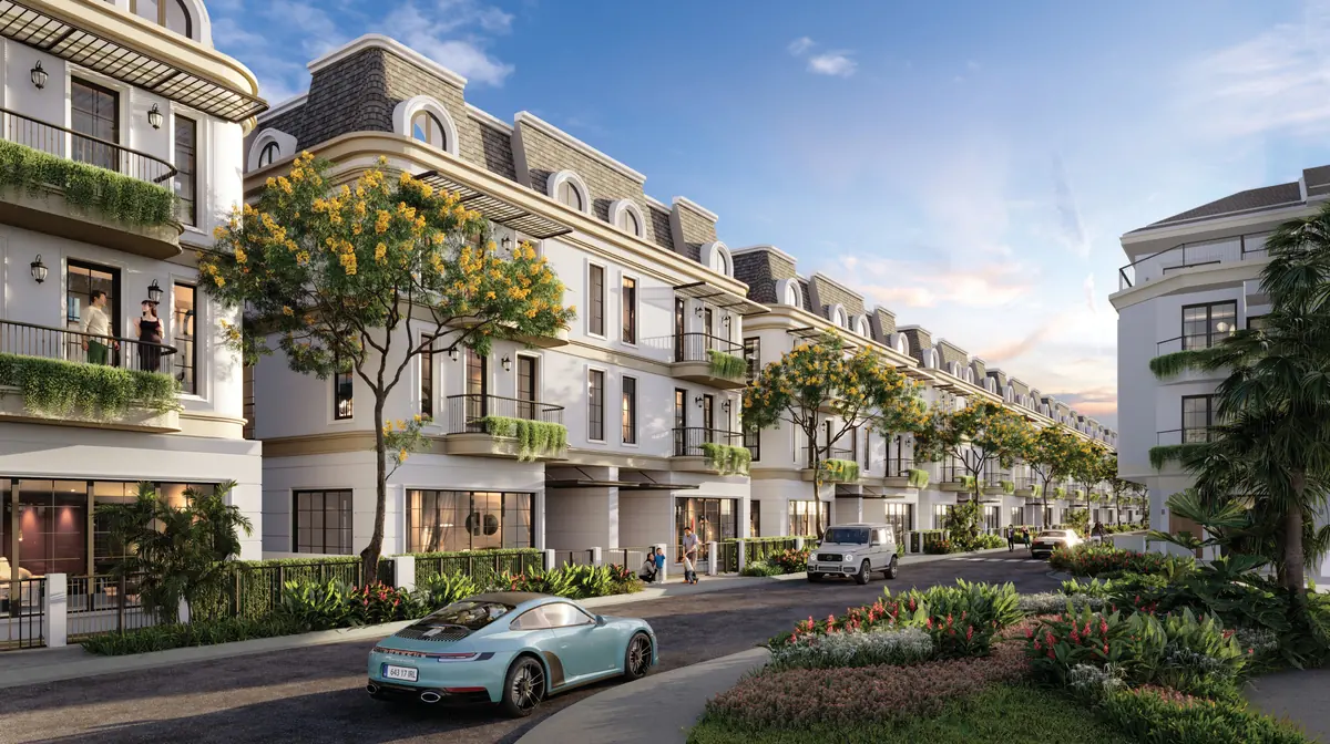 Dãy biệt thự kiến trúc Neo-Classic trong khu compound Salacia Villas do VinaLiving phát triển