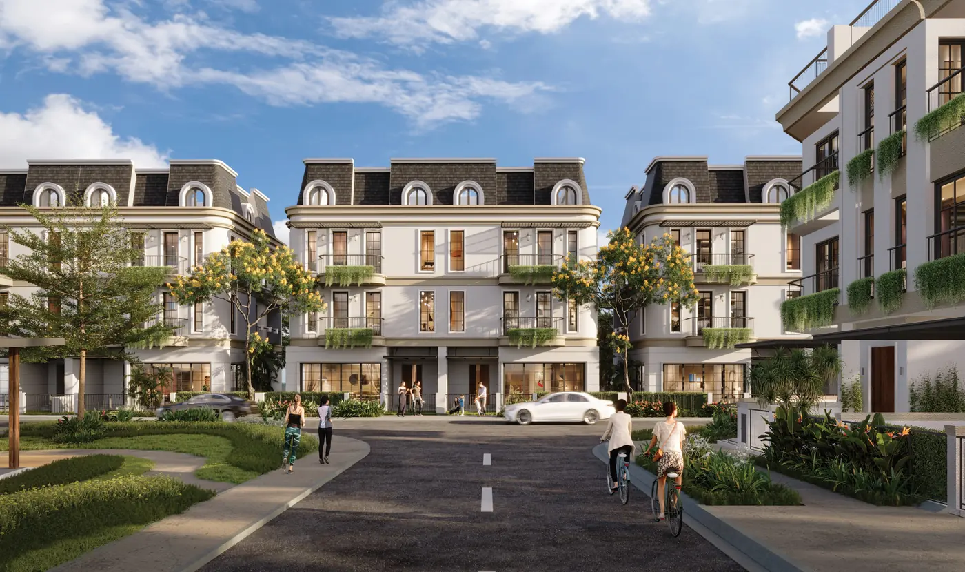 Mặt tiền Garden Villas kiến trúc Neo-Classic, sân vườn rộng tại Salacia Villas (ảnh minh họa)