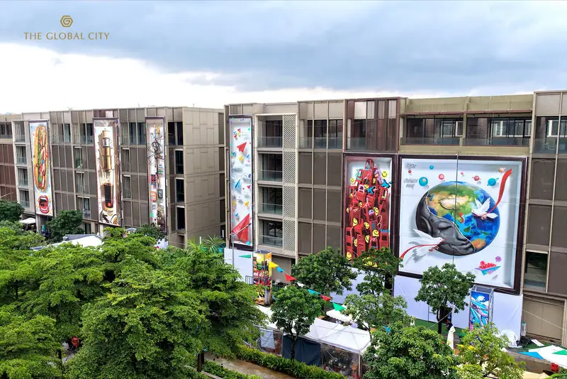Dãy nhà phố SOHO với mặt tiền tranh tường nghệ thuật (ảnh thực tế)