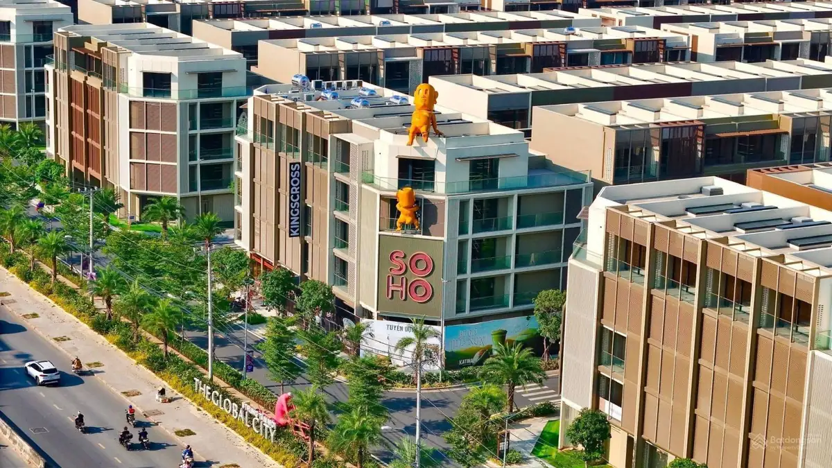 Nhà phố SOHO ở cửa ngõ The Global City nhìn từ trên cao, mặt tiền đường Đỗ Xuân Hợp (ảnh thực tế)