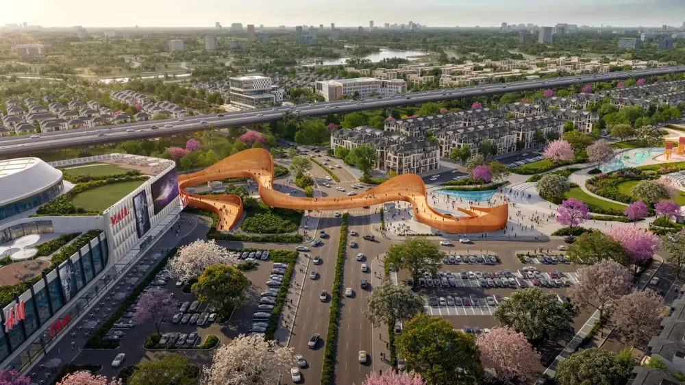 Cầu Rồng dài 50 m – cổng chào biểu tượng của Thanh Phú Centre Point vươn qua trục đường chính