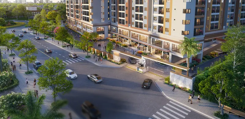Chuỗi shophouse khối đế The Aspira mặt đường Nguyễn Thị Minh Khai, vỉa hè rộng rợp cây