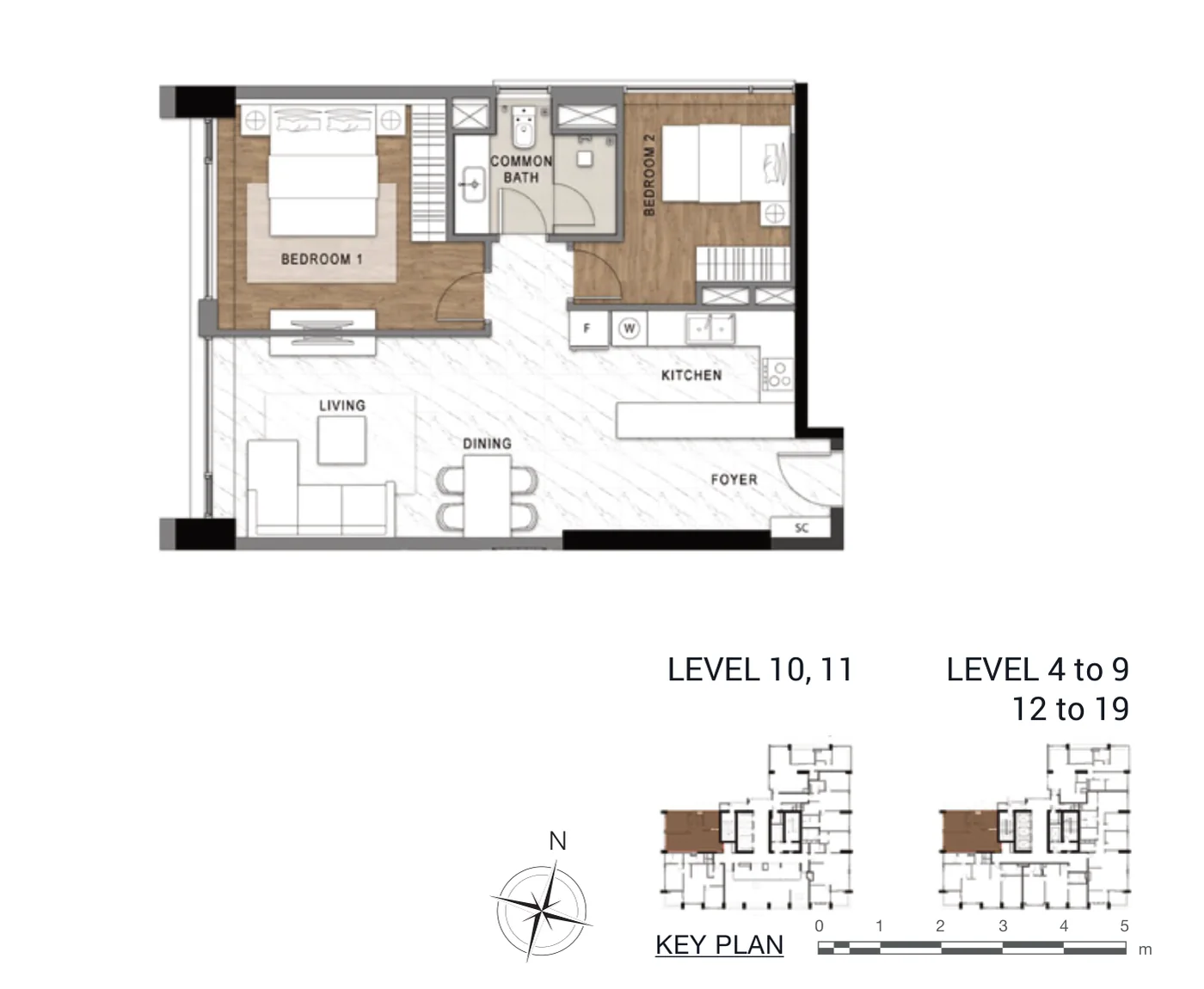 Layout căn hộ 2 phòng ngủ loại C5 The Berkley, diện tích sàn 81,17 m²