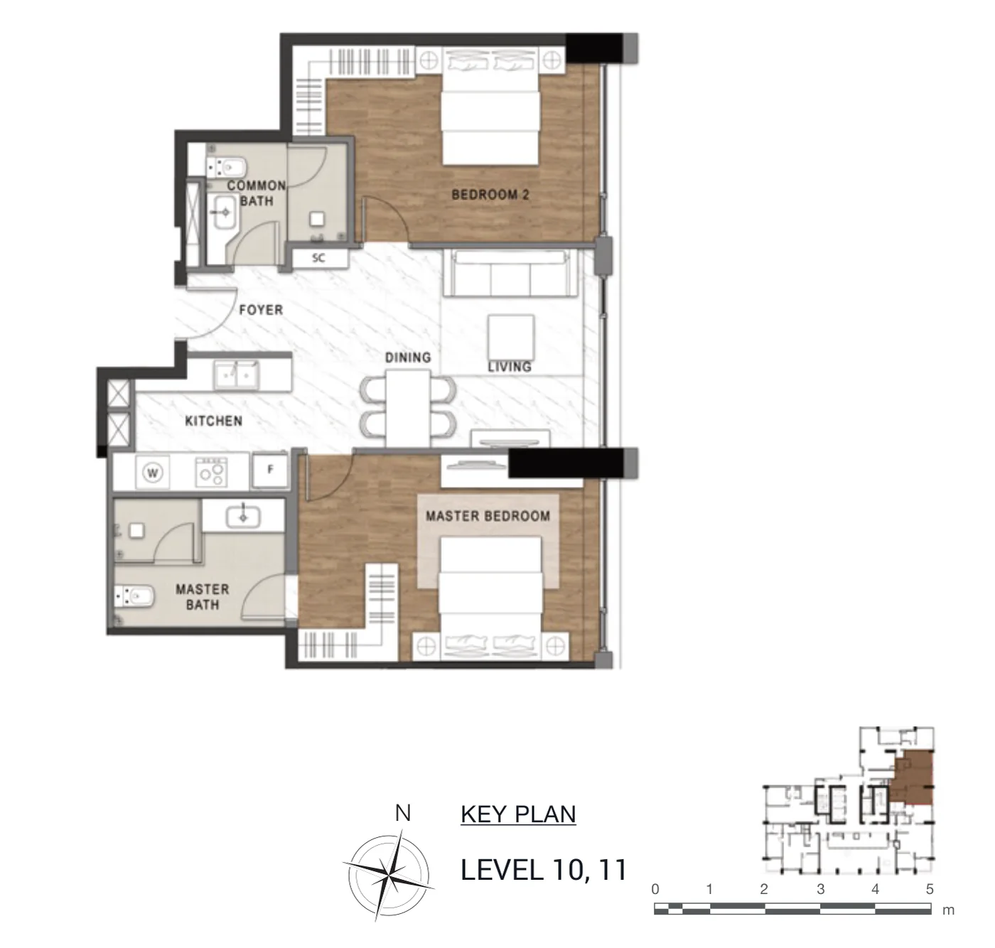 Layout căn hộ 2 phòng ngủ loại C8 The Berkley, diện tích sàn 86,74 m²