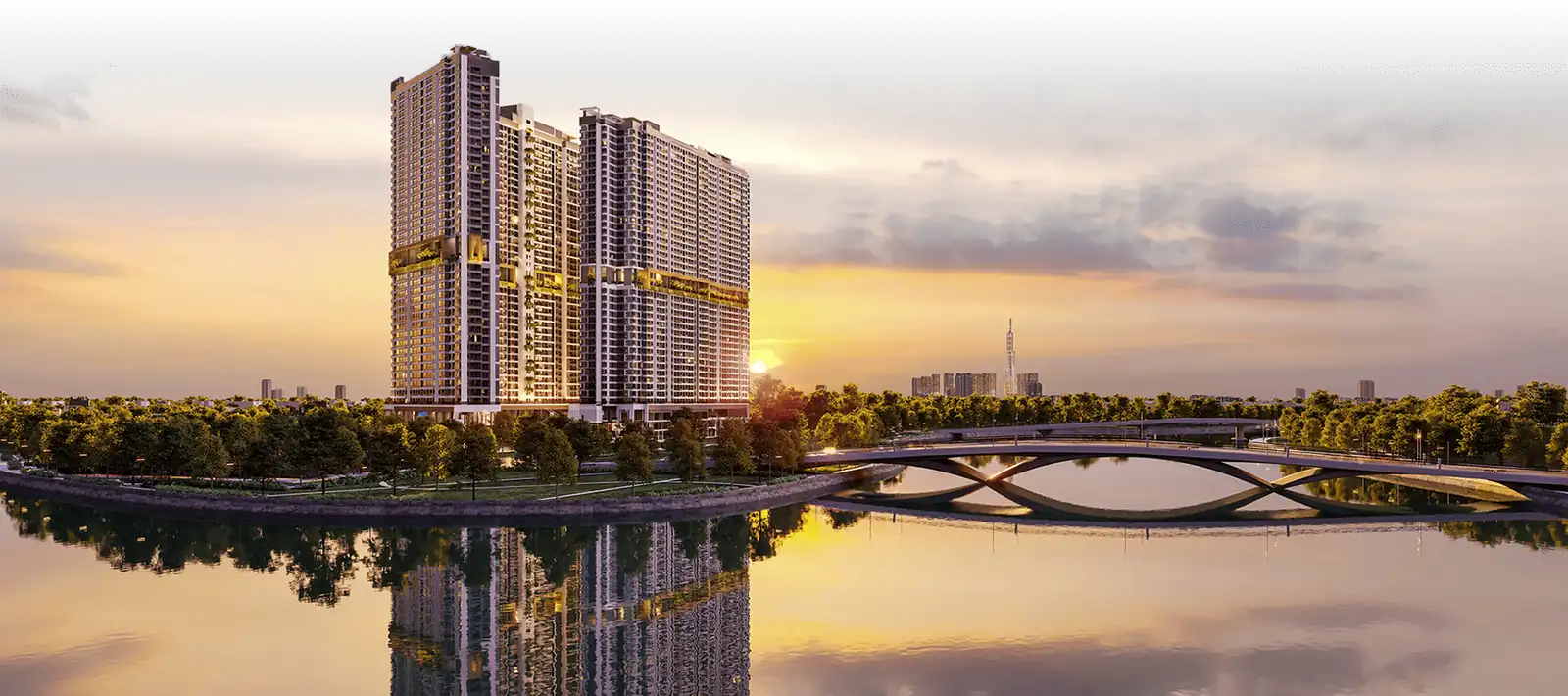 The Gió Riverside bên sông Đồng Nai lúc hoàng hôn (phối cảnh minh họa)