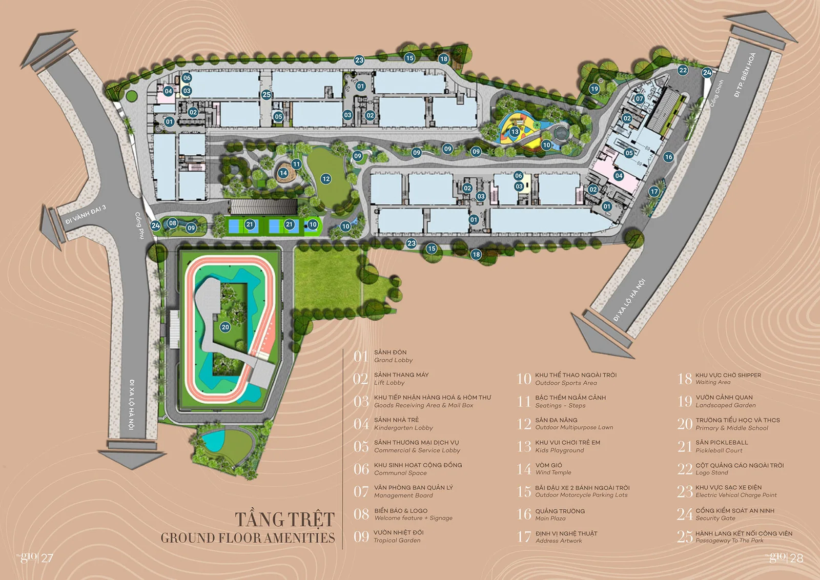 Mặt bằng tiện ích tầng trệt The Gió Riverside, tiện ích số 01 đến 25