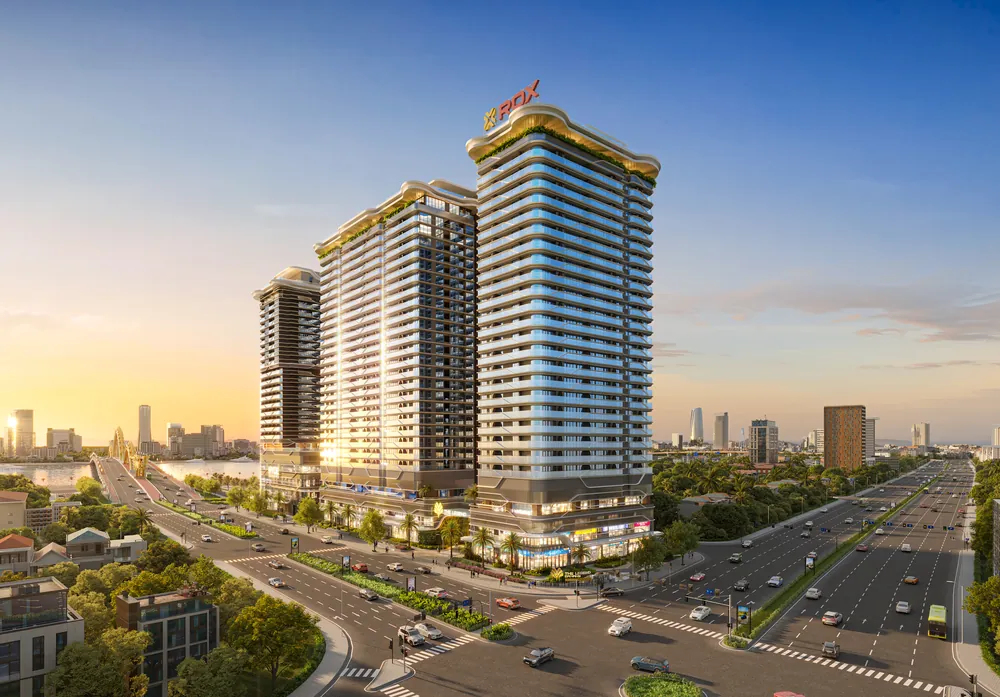 Hai tòa tháp The Legend Đà Nẵng trên mặt tiền Võ Văn Kiệt: tháp căn hộ 29 tầng và tháp khách sạn