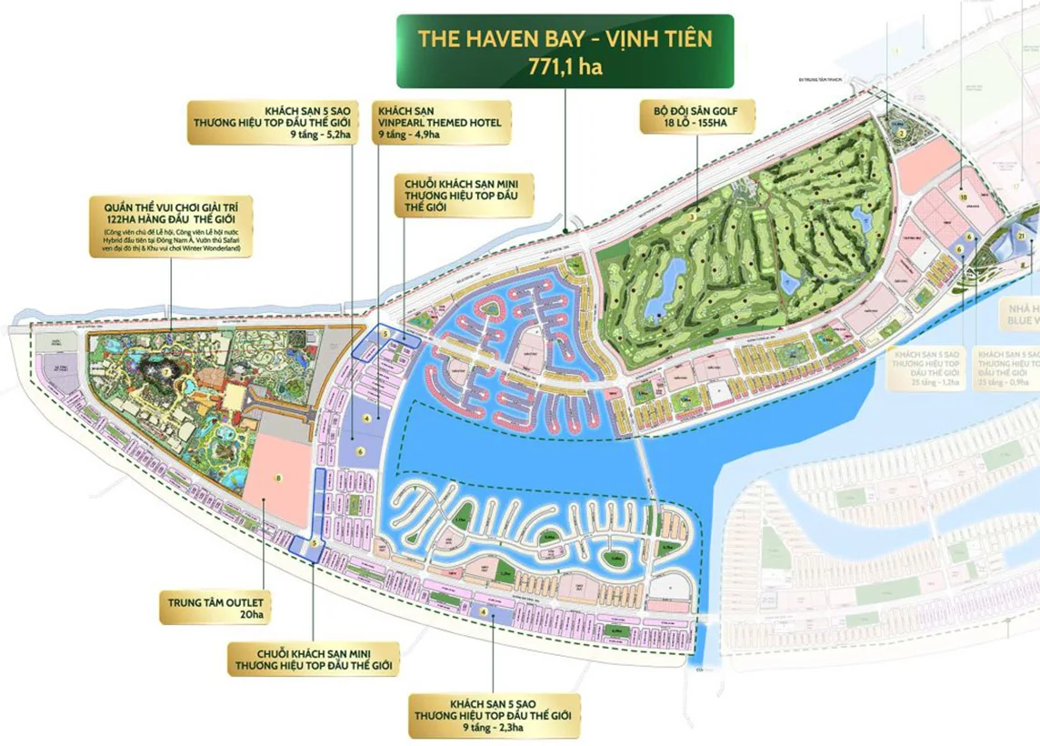 Phân khu The Haven Bay – Vịnh Tiên 771,1 ha tại Vinhomes Green Paradise với đôi sân golf 18 lỗ